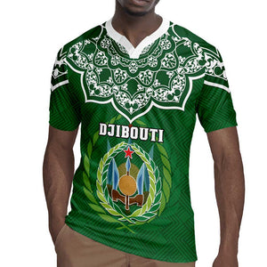 Custom Djibouti Rugby Jersey with Jabuuti Emblem and Islamic Floral Circle