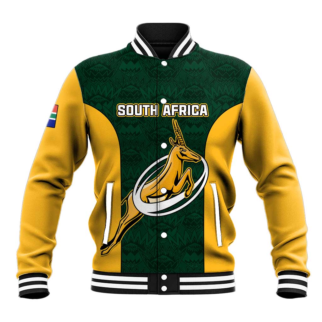 Custom South Africa Rugby Baseball Jacket - Springboks Go Champions with Protea Pattern LT01