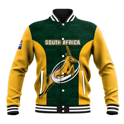 Custom South Africa Rugby Baseball Jacket - Springboks Go Champions with Protea Pattern LT01