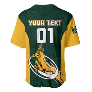 Custom South Africa Rugby Baseball Jersey - Springboks Go Champions with Protea Pattern