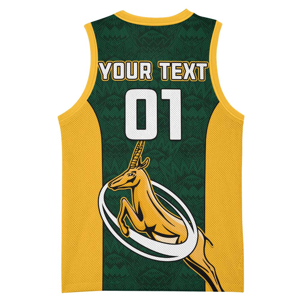Custom South Africa Rugby Basketball Jersey - Springboks Go Champions with Protea Pattern LT01