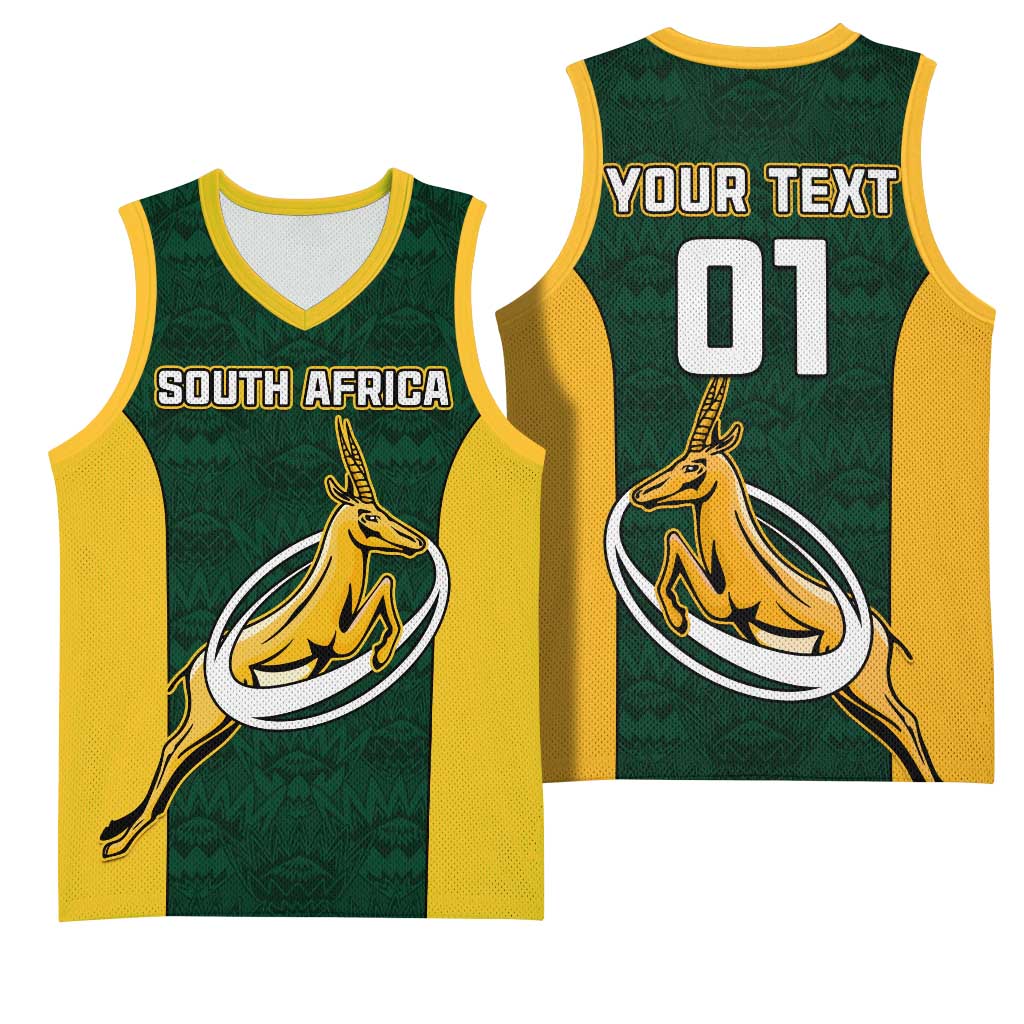 Custom South Africa Rugby Basketball Jersey - Springboks Go Champions with Protea Pattern LT01
