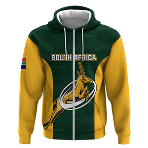 Custom South Africa Rugby Hoodie - Springboks Go Champions with Protea Pattern