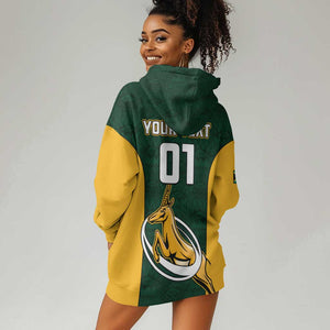 Custom South Africa Rugby Hoodie Dress - Springboks Go Champions with Protea Pattern