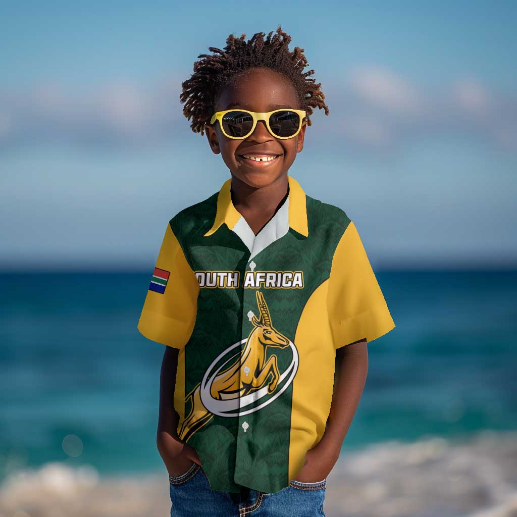 Custom South Africa Rugby Kid Hawaiian Shirt - Springboks Go Champions with Protea Pattern