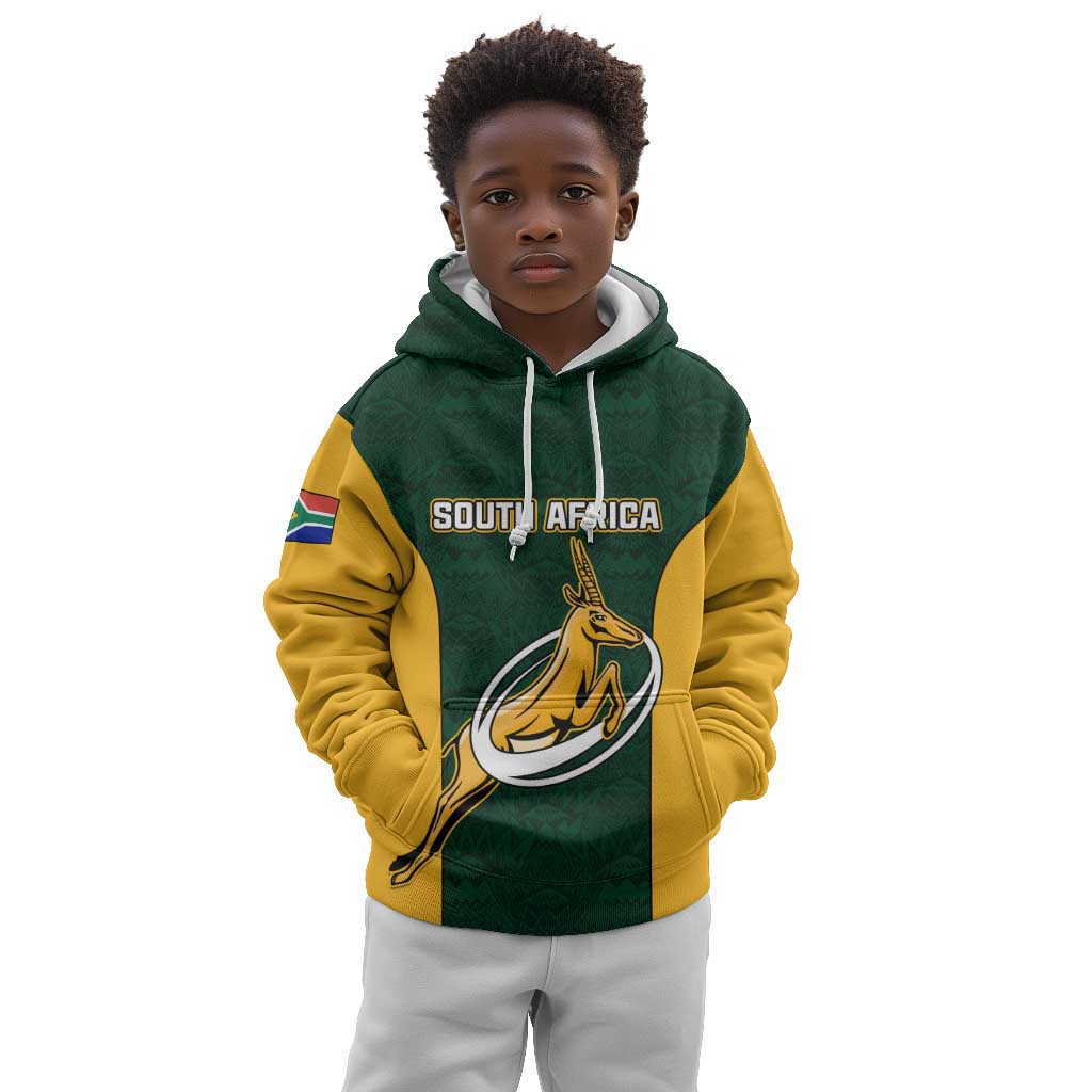 Custom South Africa Rugby Kid Hoodie - Springboks Go Champions with Protea Pattern