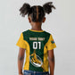 Custom South Africa Rugby Kid T shirt - Springboks Go Champions with Protea Pattern