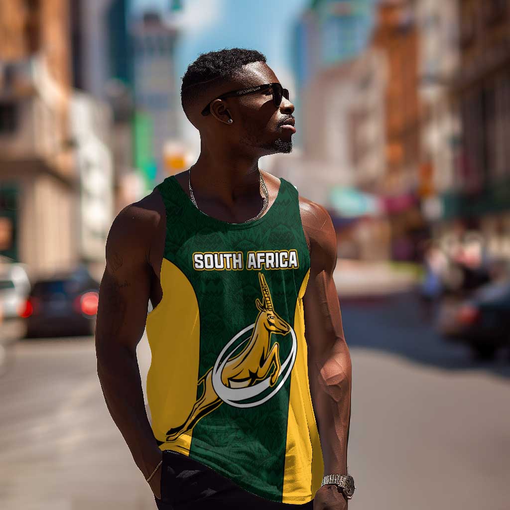 Custom South Africa Rugby Men Tank Top - Springboks Go Champions with Protea Pattern