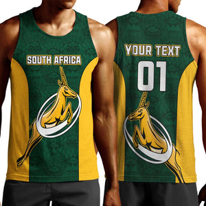 Custom South Africa Rugby Men Tank Top - Springboks Go Champions with Protea Pattern