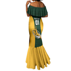 Custom South Africa Rugby Mermaid Dress - Springboks Go Champions with Protea Pattern