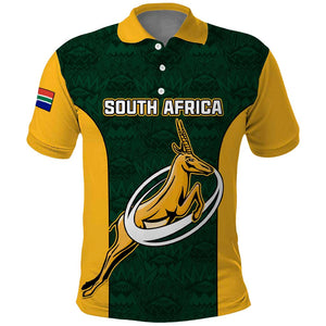 Custom South Africa Rugby Polo Shirt - Springboks Go Champions with Protea Pattern