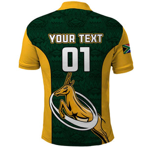 Custom South Africa Rugby Polo Shirt - Springboks Go Champions with Protea Pattern