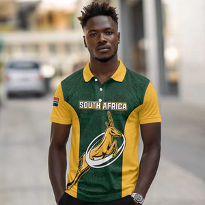 Custom South Africa Rugby Polo Shirt - Springboks Go Champions with Protea Pattern