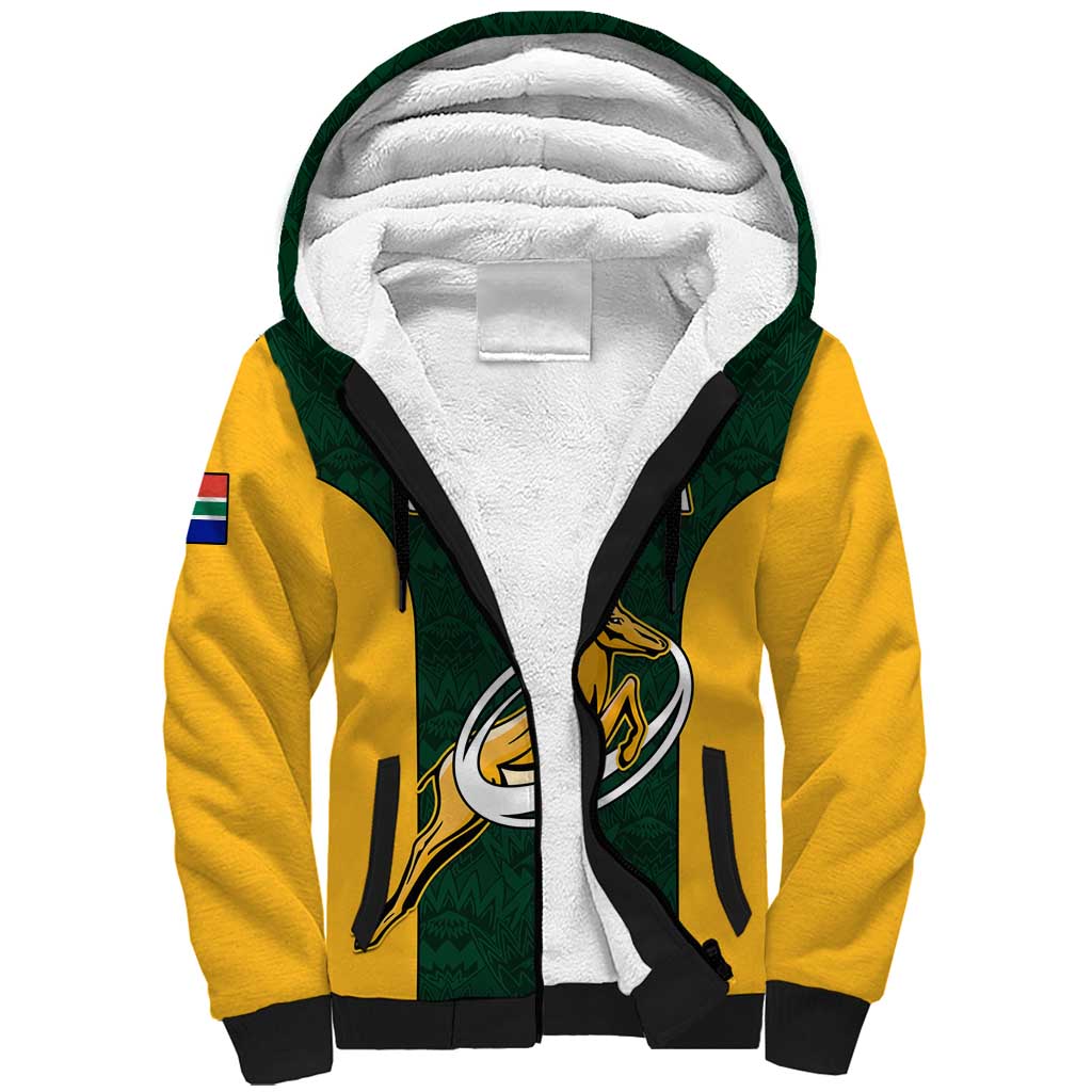 Custom South Africa Rugby Sherpa Hoodie - Springboks Go Champions with Protea Pattern