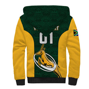 Custom South Africa Rugby Sherpa Hoodie - Springboks Go Champions with Protea Pattern