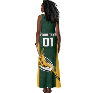 Custom South Africa Rugby Tank Maxi Dress - Springboks Go Champions with Protea Pattern