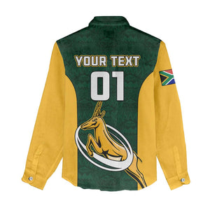 Custom South Africa Rugby Women Casual Shirt - Springboks Go Champions with Protea Pattern