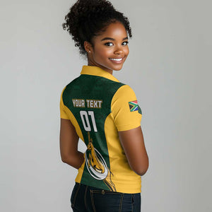 Custom South Africa Rugby Women Polo Shirt - Springboks Go Champions with Protea Pattern LT01