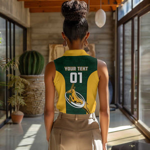 Custom South Africa Rugby Women Sleeveless Polo Shirt - Springboks Go Champions with Protea Pattern