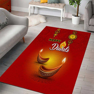 Diwali Festival Area Rug with Diya and Paisley Pattern