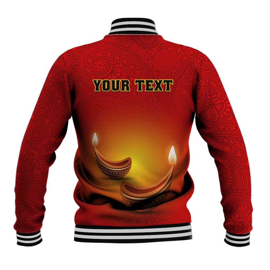 Personalized Diwali Festival Baseball Jacket with Diya and Paisley Pattern LT01