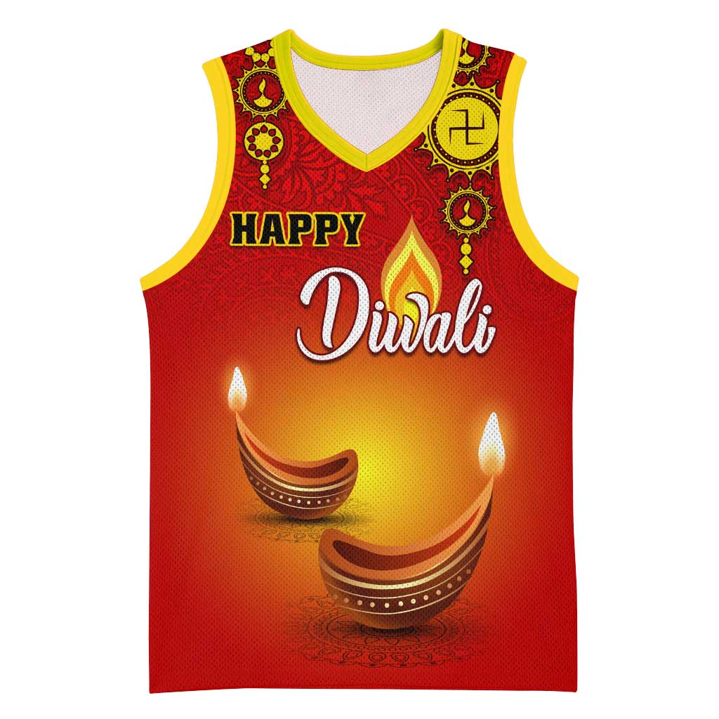 Personalized Diwali Festival Basketball Jersey with Diya and Paisley Pattern LT01