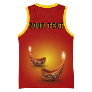 Personalized Diwali Festival Basketball Jersey with Diya and Paisley Pattern LT01