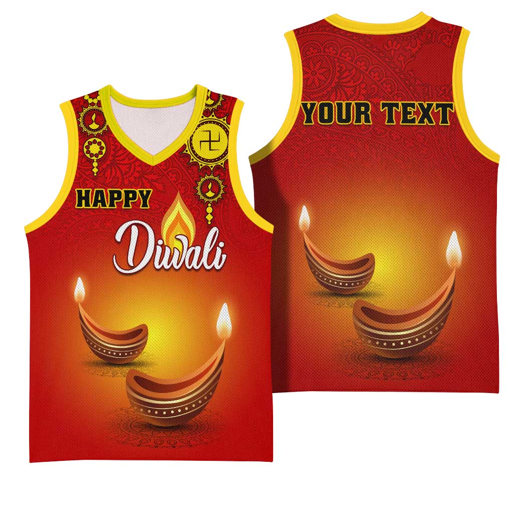 Personalized Diwali Festival Basketball Jersey with Diya and Paisley Pattern LT01