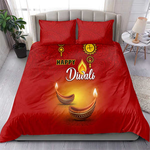 Diwali Festival Bedding Set with Diya and Paisley Pattern