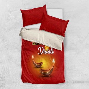 Diwali Festival Bedding Set with Diya and Paisley Pattern