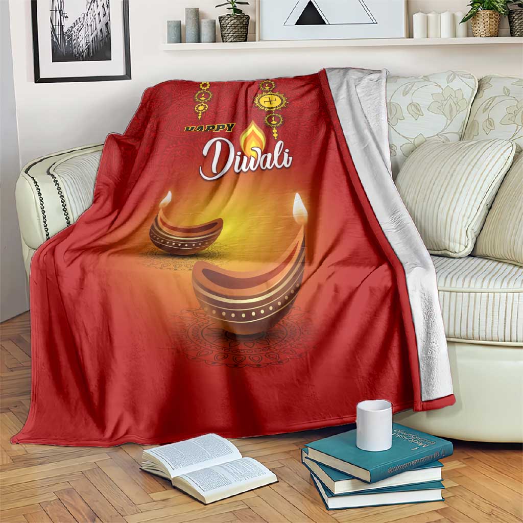 Diwali Festival Blanket with Diya and Paisley Pattern