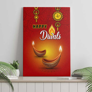 Diwali Festival Canvas Wall Art with Diya and Paisley Pattern