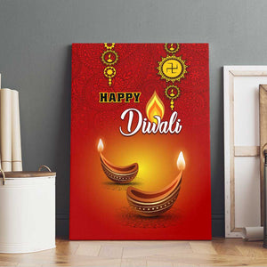 Diwali Festival Canvas Wall Art with Diya and Paisley Pattern