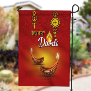 Diwali Festival Garden Flag with Diya and Paisley Pattern