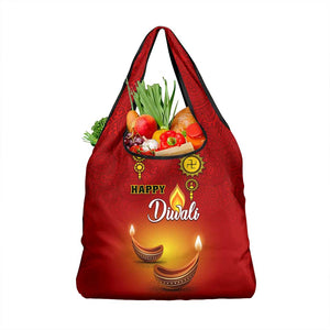 Diwali Festival Grocery Bag with Diya and Paisley Pattern