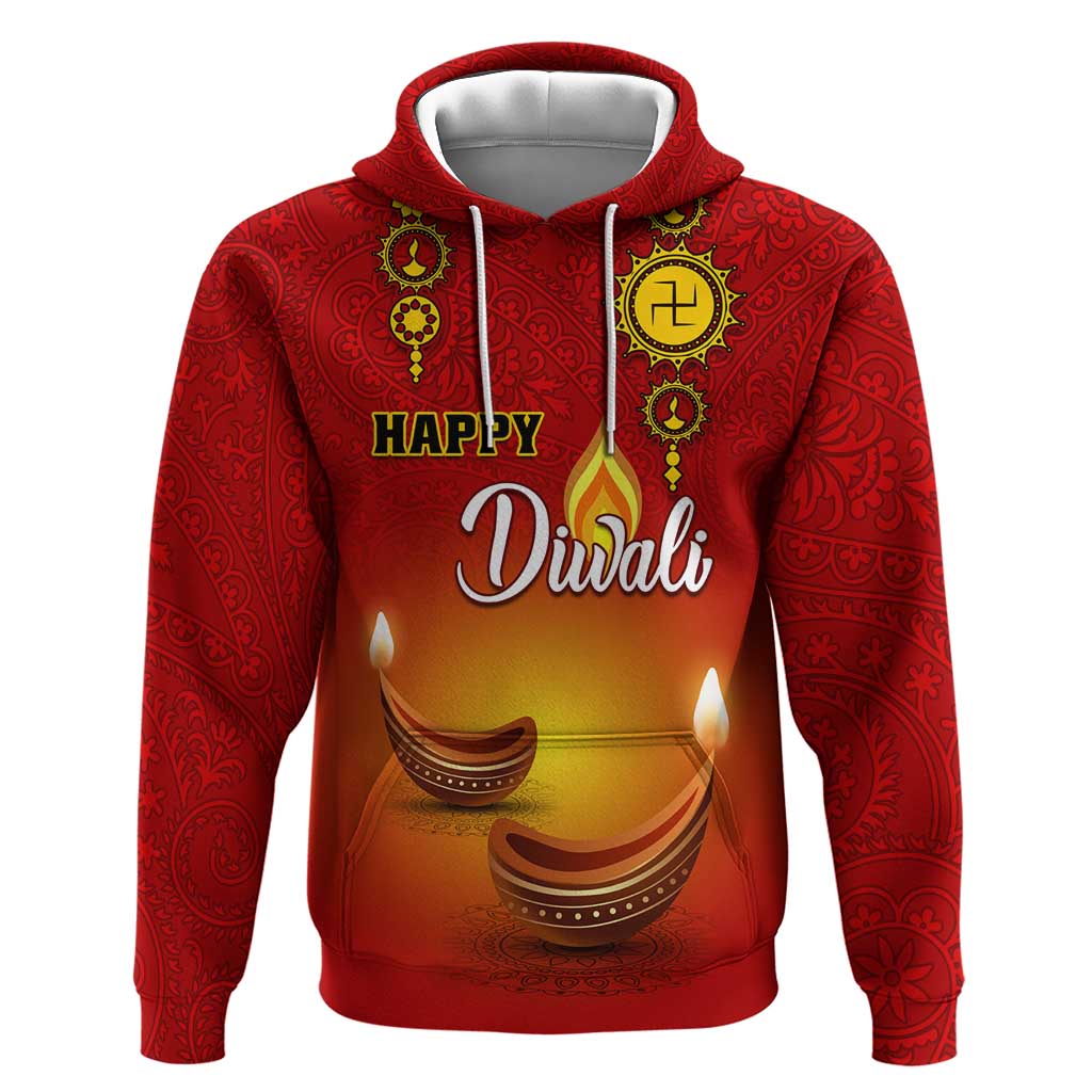 Personalized Diwali Festival Hoodie with Diya and Paisley Pattern