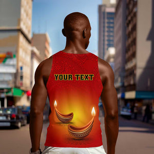 Personalized Diwali Festival Men Tank Top with Diya and Paisley Pattern