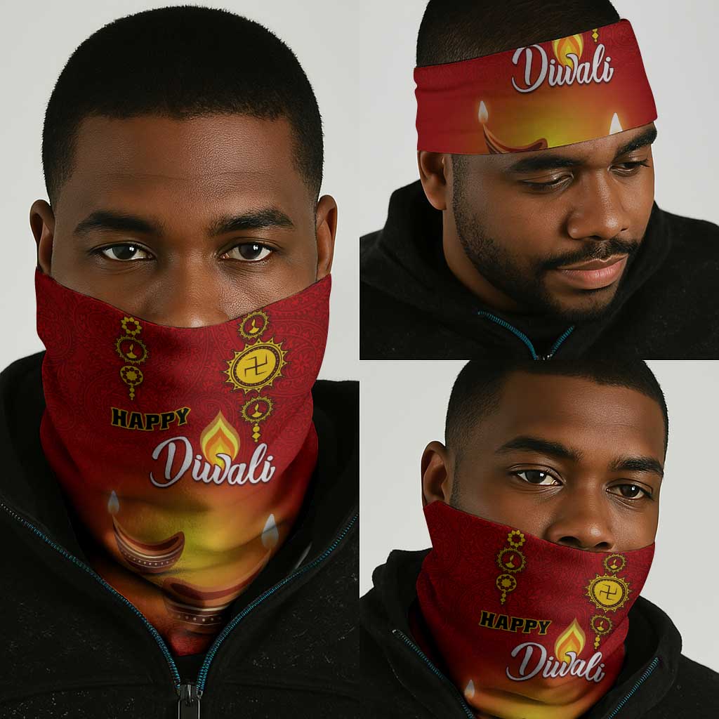 Diwali Festival Neck Gaiter Diya and Paisley Pattern LT01