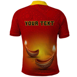 Personalized Diwali Festival Polo Shirt with Diya and Paisley Pattern