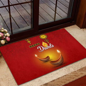 Diwali Festival Rubber Doormat with Diya and Paisley Pattern