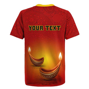 Personalized Diwali Festival Rugby Jersey with Diya and Paisley Pattern