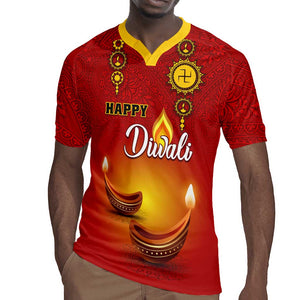 Personalized Diwali Festival Rugby Jersey with Diya and Paisley Pattern