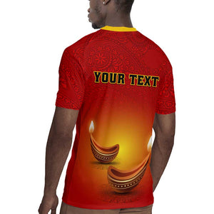 Personalized Diwali Festival Rugby Jersey with Diya and Paisley Pattern