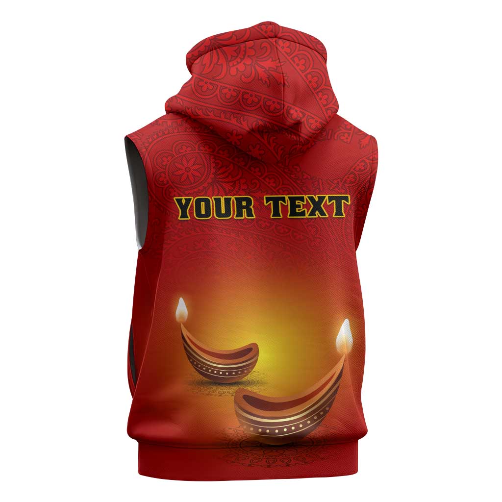 Personalized Diwali Festival Sleeveless Hoodie with Diya and Paisley Pattern - African Pride