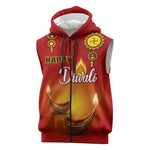 Personalized Diwali Festival Sleeveless Zip Hoodie with Diya and Paisley Pattern - African Pride