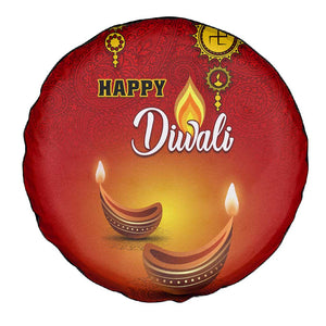 Diwali Festival Spare Tire Cover with Diya and Paisley Pattern