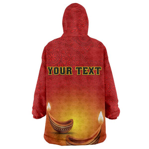 Personalized Diwali Festival Wearable Blanket Hoodie with Diya and Paisley Pattern