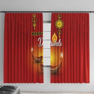 Diwali Festival Window Curtain with Diya and Paisley Pattern