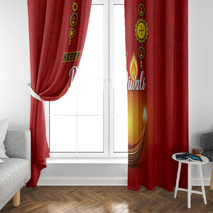 Diwali Festival Window Curtain with Diya and Paisley Pattern