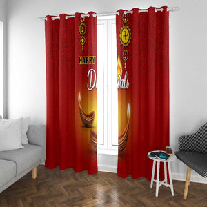 Diwali Festival Window Curtain with Diya and Paisley Pattern